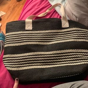 Stripe large insulated beach bag